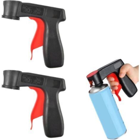 Lot de 2 poignées de pistolet à peinture, avec poignée, support de bombe de pulvérisation, support de bombe de pulvérisation, pour bricolage (noir et rouge) (1/5)