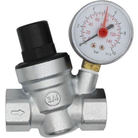 - Métal Composite Plastique DN20 reducteur de Pression d'eau 3/4 Pouce regulateur de Pression Eau avec manomètre (1/5)
