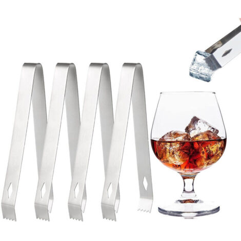 Lot de 4 pinces de service, pinces à glaçons, pinces à apéritifs en acier inoxydable, pinces de cuisine pour fêtes et bars à café (1/5)