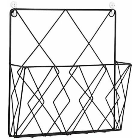 Porte Revues Suspendu Porte Magazine Metal, Porte-journaux à Journaux Porte Revue Mural avec 2 Crochets pour Magazines, Livres Et Documents De Bureau (Noir) (1/5)