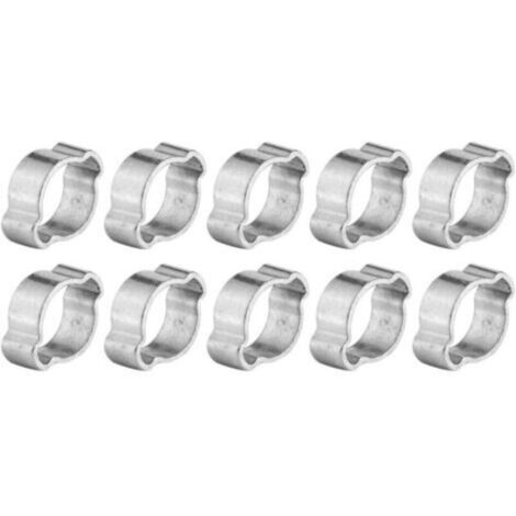 10 Pcs Colliers de Serrage Inox Tuyau Serrage Ajustable en Acier Inoxydable, Double Oreille O Clips Pinces de Tuyau (9-11MM) (1/5)