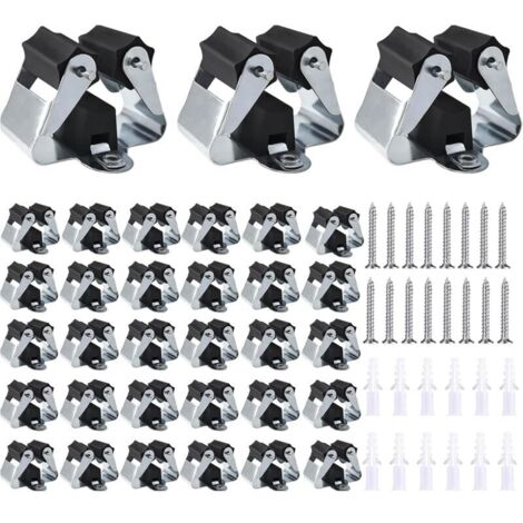 3-H 33pcs Porte Balais Mural Galvanisés, Accroche Balai Mural avec Percage et Matériel de Montage, Support Mural pour Suspendre Balais, Serpillère, Râteaux et Outils de Jardin,Garage (1/5)