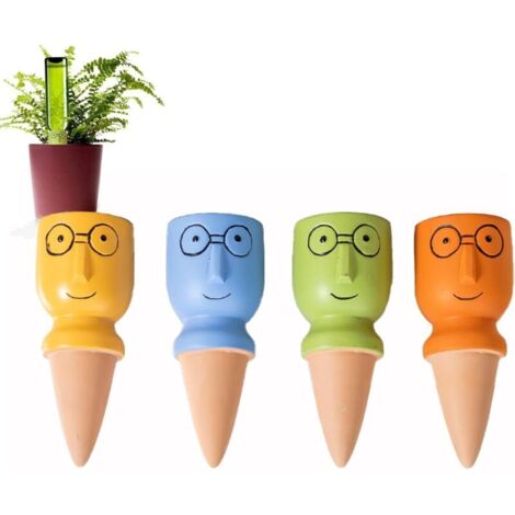 Ollas Terre Cuite à Planter, 4 Pièces Cône en Argile d’arrosage, Arrosage Automatique et Ecologique pour Plante d'Intérieur et d'Extérieur, Système d'Irrigation Naturel, 140 ML chacun