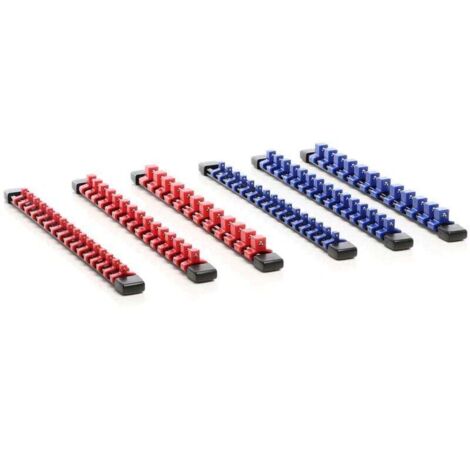 6x Rangement porte douille pour 86 pièces – 350 x 28 x 24 mm – Rack support organisateur de douilles en ABS – Organsieur pour 1/2", 1/4" et 3/8" – Atelier, bricolage (1/5)