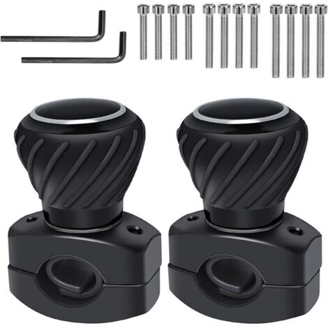 2 Pièces Universelle Boule de Volant Voiture, Bouton de Volant à 360 Degrés Auxiliaire, Bouton Power Spinner, Voiture, Camion, Bateau Noir (Noir-B) (1/5)