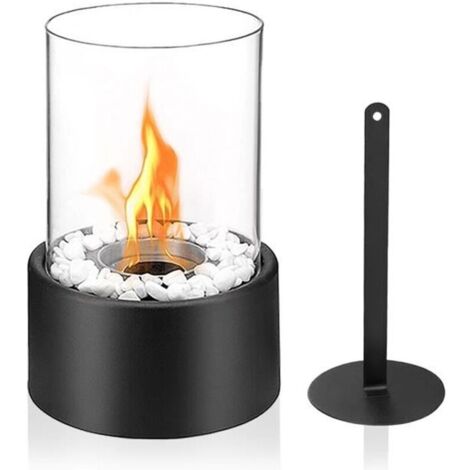 Cheminée de table - XMTECH - Portable - Bioéthanol - 16cm x H 27cm - Noir (1/4)
