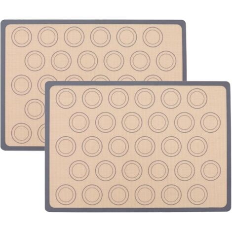 2Pièces Tapis de Cuisson pour Macaron,Rectangulaire Silicone Tapi de Cuisson,Tapis de Cuissons en Silicone,Tapi de Cuissons en Silicon Macarons en Gris,pour les Macarons,les Biscuits et les Pizzas (1/5)
