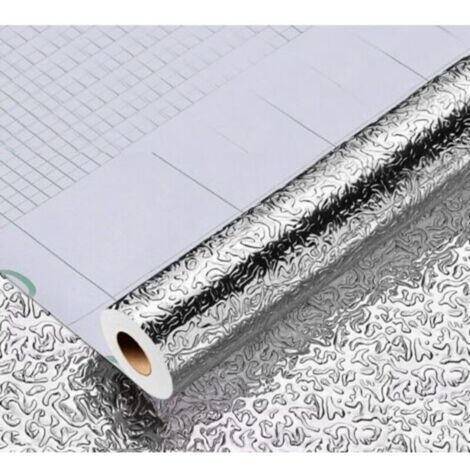 Feuille Aluminium Autocollante 40cm10M Papier Peint Imperméable Résistant à l’Huile Crédence Adhésive Décoratifs Aluminium pour Cuisine Armoire carrelage
