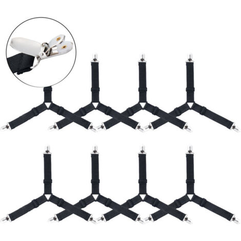 Lot de 8 sangles de retenue réglables pour draps de lit Triangle élastiques pour draps, housses de matelas, coussins de canapé et coussins de siège de chaise (1/5)