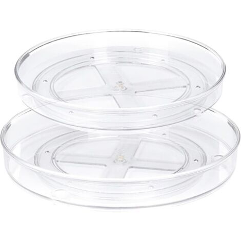 Lot de 2 Lazy Susan Plateau Tournante de Cuisine Plateaux de Rangement Rotatifs à 360° pour Cuisine et Salle de Bain(27 x 4,6 cm + 23,5 x 3,8 cm) (1/5)