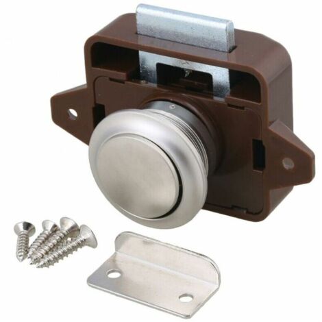 Loquet d'armoire à bouton-poussoir pour camping-car camping-car caravane marron argent (1/5)
