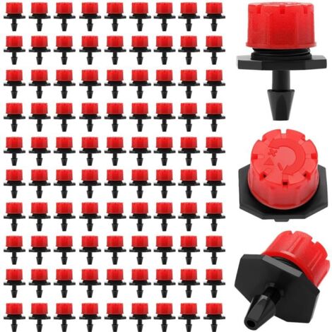 90 Pièces Goutteur Irrigation Réglable,Goutte à Goutte Dripper Micro en Plastique pour Egouttement, Tête de Gicleurs D'irrigation pour Parterres de Fleurs, Jardins, Pelouse à Plante, Rouge (1/5)