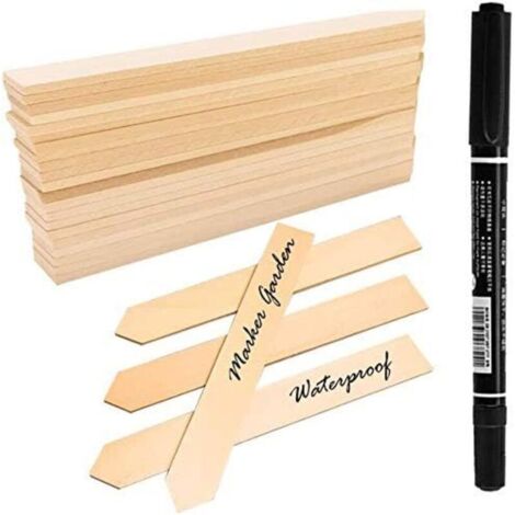50Pcs Étiquettes de Plantes en Bois avec Un Stylo Marqueur, Pointu Signe de la Plante Imperméable Écologiques Marqueurs de Jardin pour Semences Herbes Fleurs Légumes (15.3 x 2 cm) (1/5)