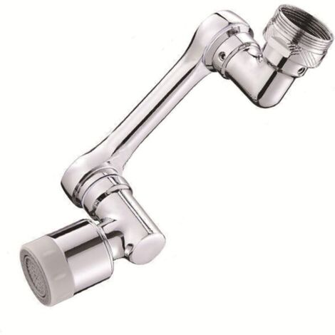Robinet d'évier extensible pivotant à 1080°, aérateur et pulvérisateur anti-éclaboussures, lavage des mains, des cheveux et du visage, pour salle de bain et cuisine, avec 2 modes de pulvérisation, arg (1/4)