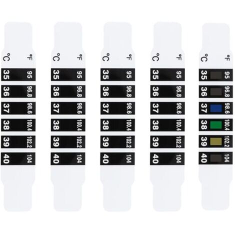 10 PCS Thermomètre Frontal Thermomètre Frontal Bande Bande Thermomètre Bandes de Thermomètre Frontal Fiable Thermomètre Frontal Bébé,Réutilisable,pour Vérifier la Température de Bébé (1/5)