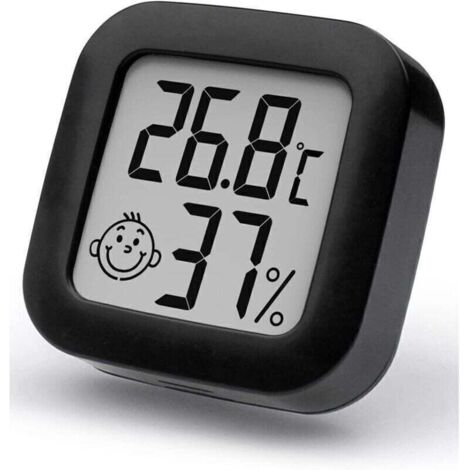 Mini Thermomètre Hygromètre Intérieur Digital à Haute Précision, Moniteur de Température et Humidimètre, Thermo Hygromètre Indicateur du Niveau de Confort (1, Noir, 4,3cm4,3cm)