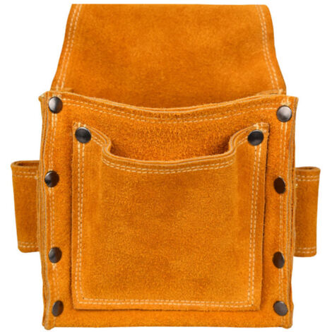 Pochette en Cuir Outil Organisateur Sac pour charpentiers électriciens Organisateur Poche épaisse Outil Pochette perceuse étui pour Bricolage constructeurs charpentiers (1/4)