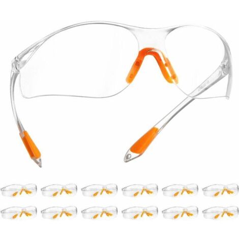 Lunette de Protection,Lot de 12 Lunette de sécurité avec Lentilles Transparentes Anti-Buée Lunette Protection pour Jardin Laboratoire Cyclisme (1/5)