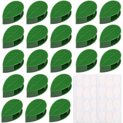 80 Pièces Clips Plantes Fixation de Plantes, Clip Plante Grimpante Mur, Clips Plantes Auto-adhésifs en Forme de Feuille, Clips de Support pour Plantes Grimpantes Mur Jardinage Vignes Légumes (1/4)