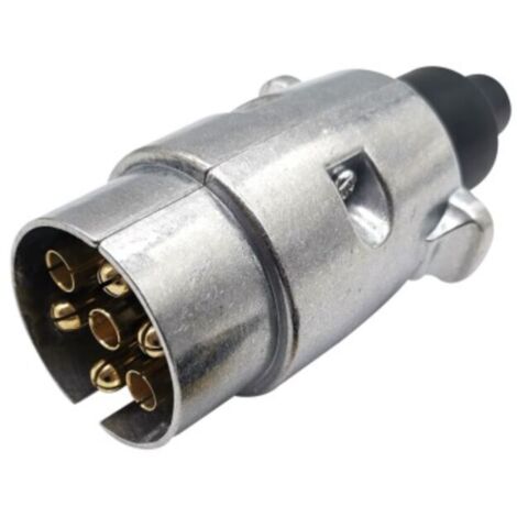Prise de remorque mâle 7 Broches métal, Prise attelage 7 Broches Metal,connecteur Electrique 7 Broches Etanche pour remorque,12V fiche remorque 7 Broches métal (1/4)