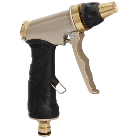 Pistolet d'arrosage, Pistolet Arrosoir 100% métal Buse en Laiton Massif avec Fonction de Verrouillage Pistolet Multifonction Haute Pression pour l'irrigation et Le Nettoyage (1/4)