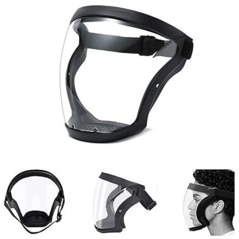 Super Protective FaceShield - Masque de protection complet - Transparent durable - Écran facial transparent - Anti-buée et réutilisable - Hommes et femmes - Noir