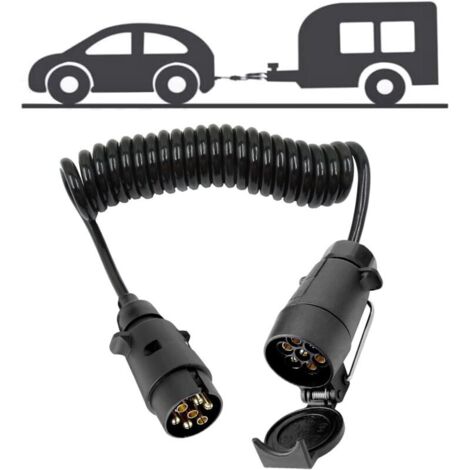 Rallonge Remorque 7 Broches 3m Spirale Extension Câble Rallonge Prise Remorque Connecteur de Câble de Printemps de Câblage Prise par Caravane Camion RV Tracteur Voiture Porte-Vélos