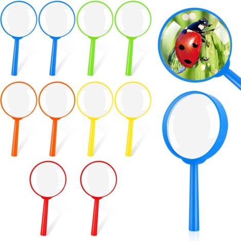 10 Pièces Loupe pour Enfants Mini Portable Grossissement en Plastique Loupe Colorée Portable Loupes de Détective pour Activités en Class, Travail Rapproché, Observation Insectes (1/3)