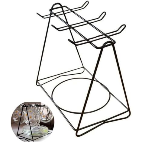 Porte-tasse à Café en Acier Inoxydable - Support d'Affichage pour 6 Tasses à Soucoupe et Cuillère - Pour Maison, Cuisine, Bar (Noir) (1/5)