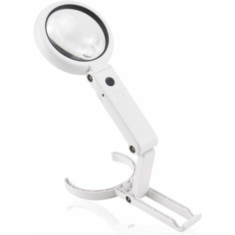 Loupe eclairante à Main sur Pied 5X 11X avec lumière 8 LED, loupe de Lecture, loupe de Table avec Support Pliable, pour Lecture, l'inspection, Soudure, l'artisanat, réparation, Ø75mm, HANBING (1/5)