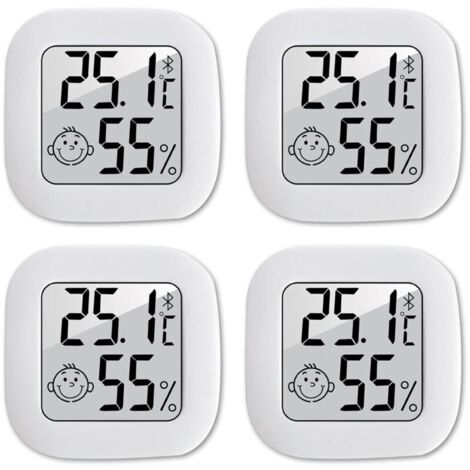 Thermomètre Hygromètre Intérieur,4 pièces Mini Thermomètre Digital à Haute Précision Moniteur Température et Humidité Portable -50 ℃ 70 ℃ pour Vestiaire/entrepôt/Chambre de bébé/Salon (1/5)