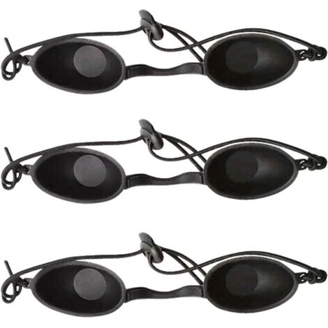 3 pcs Lunettes de Protection UV - Lunettes Bronzage, Masque Yeux Contre Rayons UV, Lunettes de Solarium pour Le Traitement Cosmétique au Laser, l'épilation IPL, la Protection UV,noir,16cm (1/4)