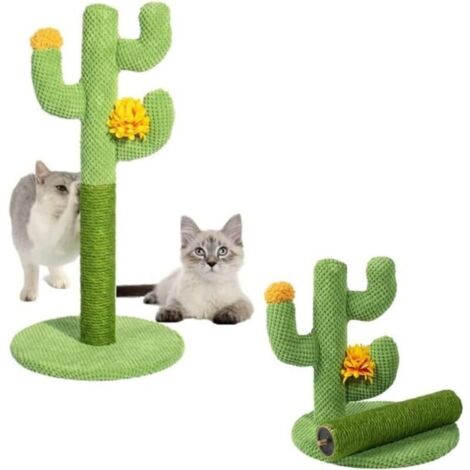 Cactus Griffoir pour Chat, Poteau en Corde de Tissu Résistant Jute Naturel, Grattoir Base Stable pour Chatons et Chats Adultes d'Intérieur 60 x 30 cm (1/5)