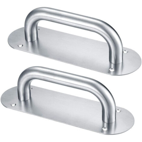 2 Pcs Poignée de Porte Coulissante,Poignées de Porte à Pousser en Acier Inoxydable,Traction de Poignée d'Armoire avec Plaque Arrière pour les Portes de Grange Placard Jardin(200x 65mm/Oval) (1/5)