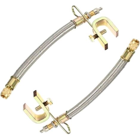 2 Pièces Extension Valve De Pneu, Rallonge De Valve pour Pneu Double, Rallonge Valve De Pneu Tressée Flexible en Acier Inoxydable, pour La Plupart des Voitures, Camions, Bus, Pneus Roue(180mm) (1/4)