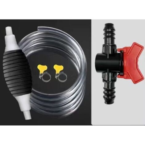 2 Pcs Pompe Manuelle, Pompe Manuelle Carburant avec 2 Tuyau 2M, 4 Colliers de Serrage et 2 Vannes de Régulation pour Eau, Essence, Diesel (1/4)