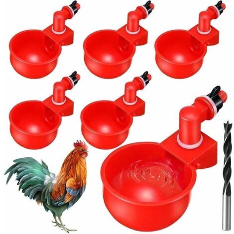 6pcs automatiques Supplies Abreuvoir Poules Tasses à Bol Bol en Plastique, Volailles Distributeurs D'eau Automatique de L'eau Potable Tasses pour Poussins Cailles Canards Bird (1/4)