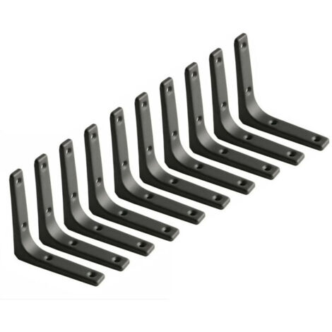 Support d'étagère murale, support en métal noir mat, support d'étagère en métal pour la décoration de cuisine, support robuste, 100100mm, 10 pièces (1/5)