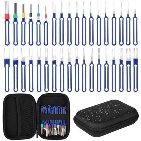 Lot de 36 outils de démontage pour terminal de voiture, goupille de démontage pour contacts ronds plats, kit d'outils de retrait de terminal pour la plupart des connecteurs (avec boîte) (1/5)