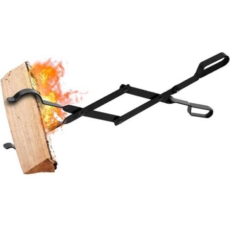 Pince à bois cheminée 66cm avec poignées À toute épreuve Pinces à feu pour Intérieur Poêle à bois Fer forgé Pinces À Bois De plein air Pince à bûches de bois pour Feu de camp Foyer Outils (1/4)