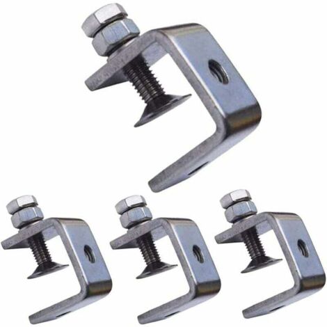 Serre-Joints C, 4 Pièces Pince Robuste Acier Inoxydable, Pince C Robuste, Pince Fixation Travail Bois, pour Travail Bois Bricolage, Soudage, l'Ébénisterie, Couleur Argent (1/5)