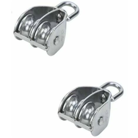 2Pcs Double Poulie Bloc M20 Poulie Fixe En Acier Inoxydable Double Roue De Levage Poulie pour Câble (1/4)