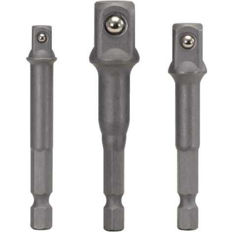 Jeu d'adaptateurs de douille à poignée hexagonale vers tête carrée, jeu d'adaptateurs de douille 3 pièces 1/4 (65 mm)-3/8 (65 mm)-1/2 (73 mm) (1/5)