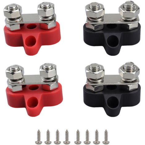 4 Pièces Bloc De Bornes De Barre De Bus, Universel Borne Batterie Bornier 12-48V DC Bus Bar, Boulon Connexion M8 Blocs Bornes Batterie, Pour Automobile, Camion, Véhicule Plaisance Et Bat (1/4)