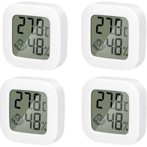 4 Pack Thermometre Interieur Mini Thermomètre Hygrometre Haute Précision Température Hygromètre Moniteur avec Air icône Confortable pour Cuisine Chambre de Bébé Serre Entrepôt Bureau (1/5)