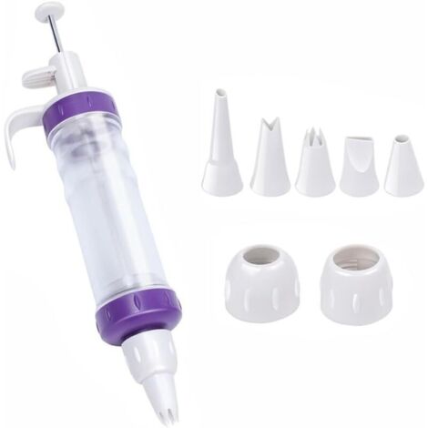 Pistolets à Crème, Pistolets à Biscuits avec 7 Douilles, Seringue de Décoration de Desserts, Buse de Passepoil, Outils de Décoration de Gâteaux à Faire Soi-même (1/5)