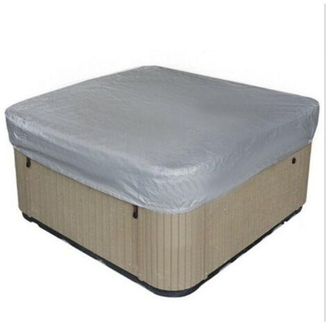 Déstockage Bache d'extérieur pour Spa Housse de Bain à Remous Carrée Etanche Couverture de Spa en Tissu Polyester 190T Anti-poussière Anti-UVavec Un Sac de Rangement ,Gris 207×207×30cm (1/3)