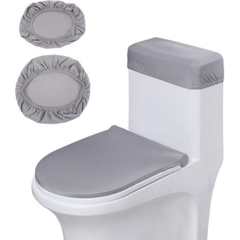 Housse de Siège Toilette, Polyester Ensemble de Housses pour WC, Élastique Housse pour Abattant de Toilette, Cache-Poussière Réservoir WC, pour Abattant Toilette et Couvercle Réservoir (1/5)