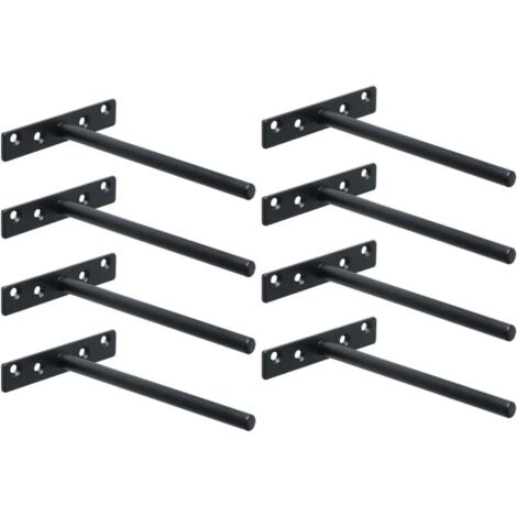Equerre Etagere Murale Fixation Flottante Invisible, Support Etagere Murale en Métal, Tablette Flottante Support Charge Lourde, Longueur 150MM, Noir 8 Pcs (1/4)