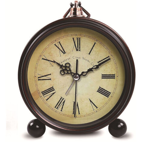 Réveil analogique rétro sans tic-tac : horloge de chevet, horloge de table vintage, silencieuse, petite horloge de table à piles, horloge de table analogique vintage pour chambre à coucher (1/5)